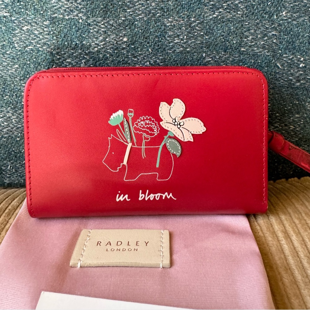 Radley London “In Bloom” Red Leather Bifold Wallet with Dust Bag - Signs of wear